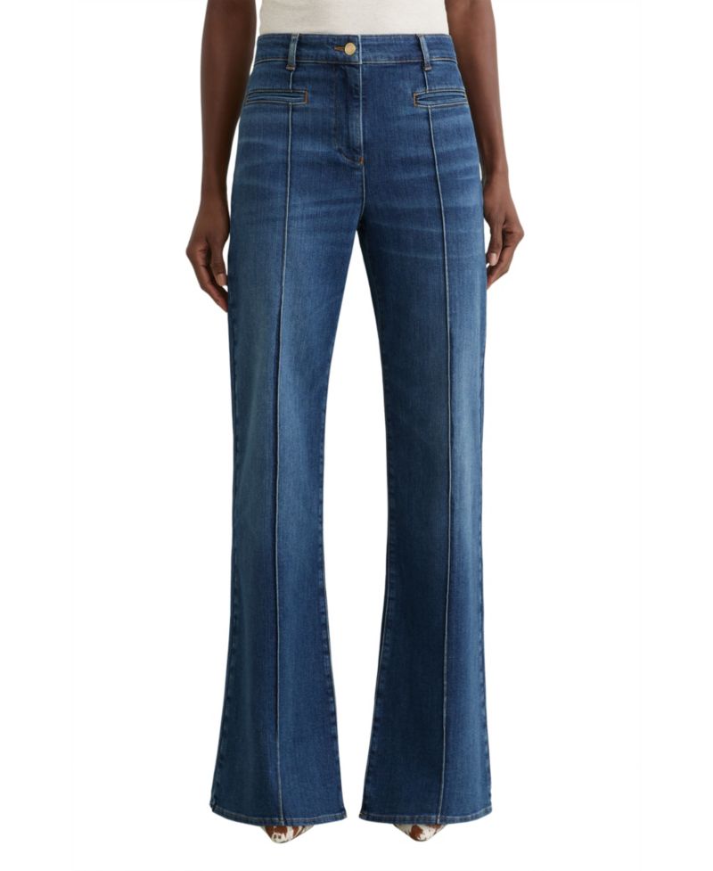 Women's Pintuck-Detail Flared Jeans