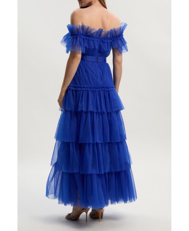 Women's Tulle Off Shoulder Maxi Dress