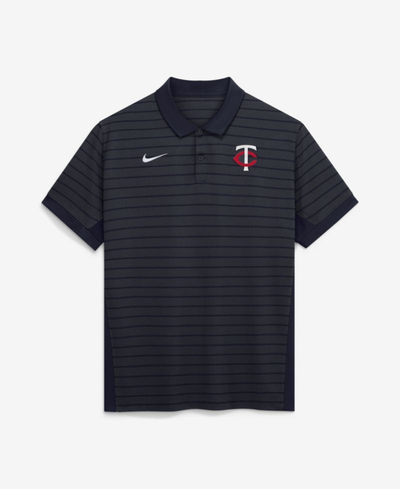 Men's Navy Minnesota Twins Authentic Collection Striped Victory Dri-FIT Polo Shirt