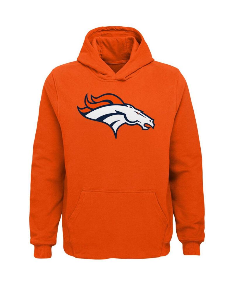 Big Boys and Girls Orange Denver Broncos Team Logo Pullover Hoodie