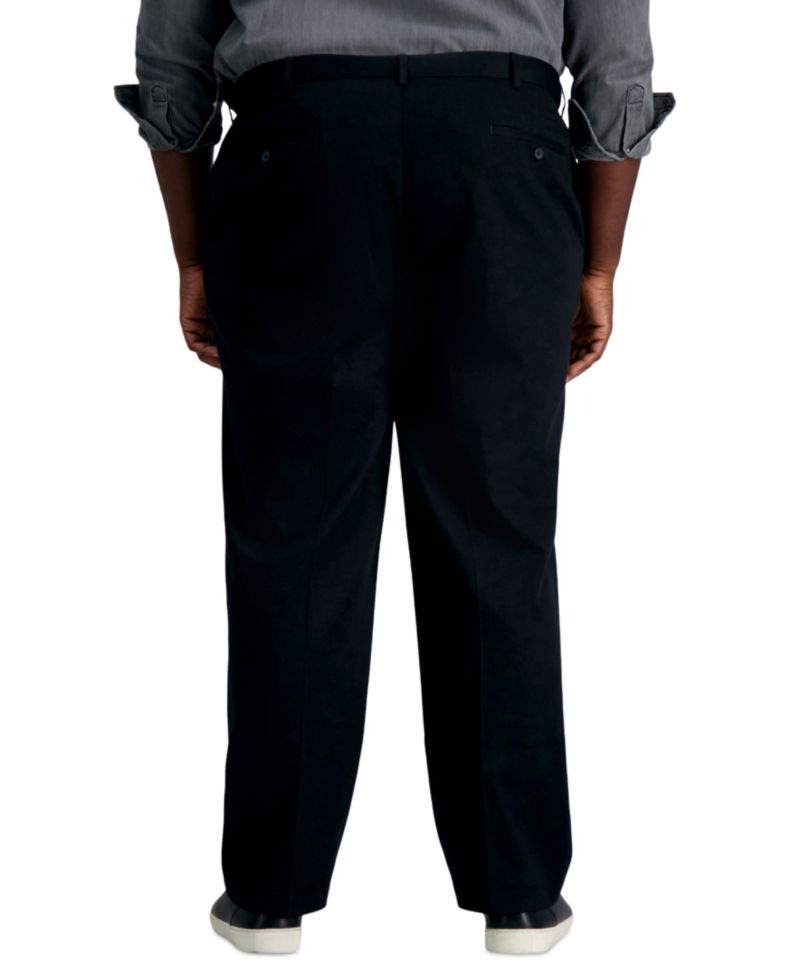Men's Big & Tall Premium No Iron Khaki Classic Fit Flat Front Hidden Expandable Waistband Pants
