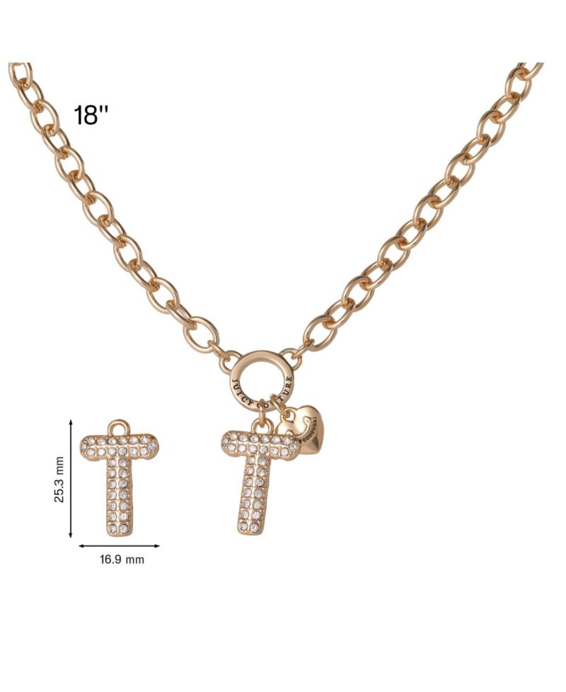 Bubble Letter Necklace for Women with Clear Stones 18"+2", Chunky Initial Necklace