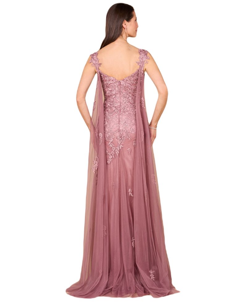 Women's Off Shoulder Mermaid Beaded Gown with Feathers