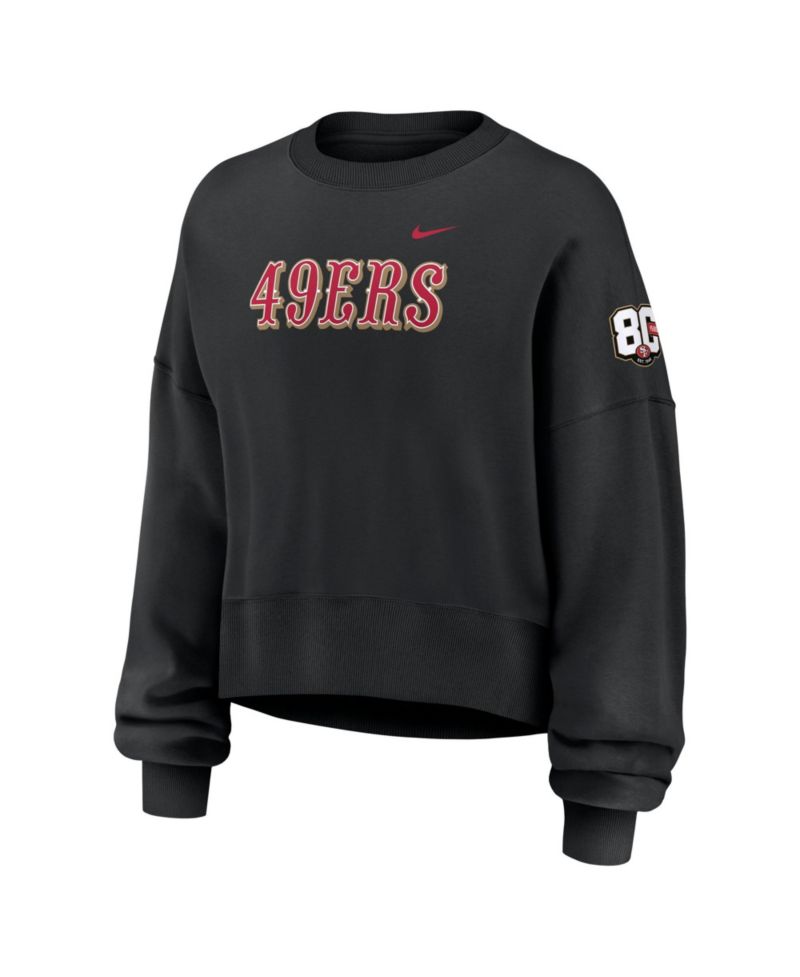 Women's Black San Francisco 49ers 80th Anniversary Phoenix Oversized Tri-Blend Sweatshirt
