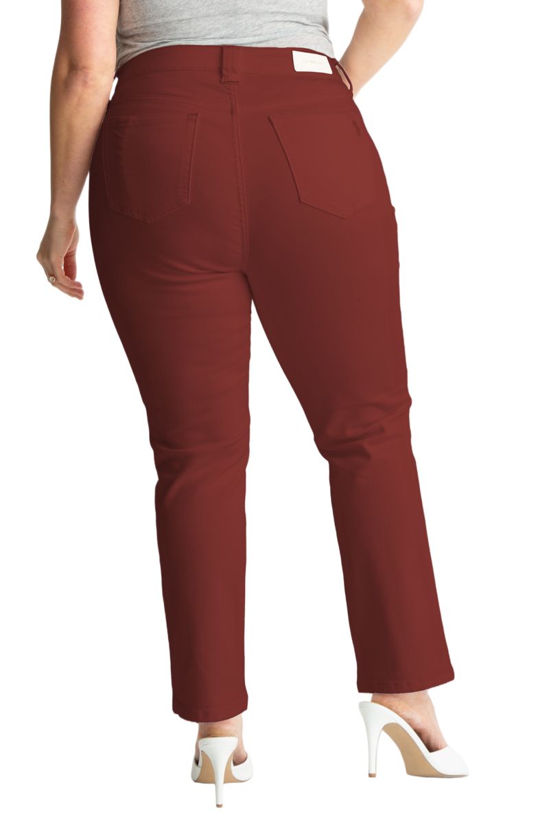Women's High Rise Straight in 28" Inseam - Burgundy.