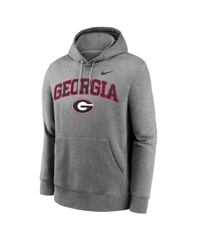Men's Gray Georgia Bulldogs Club Fleece Arch Pullover Hoodie