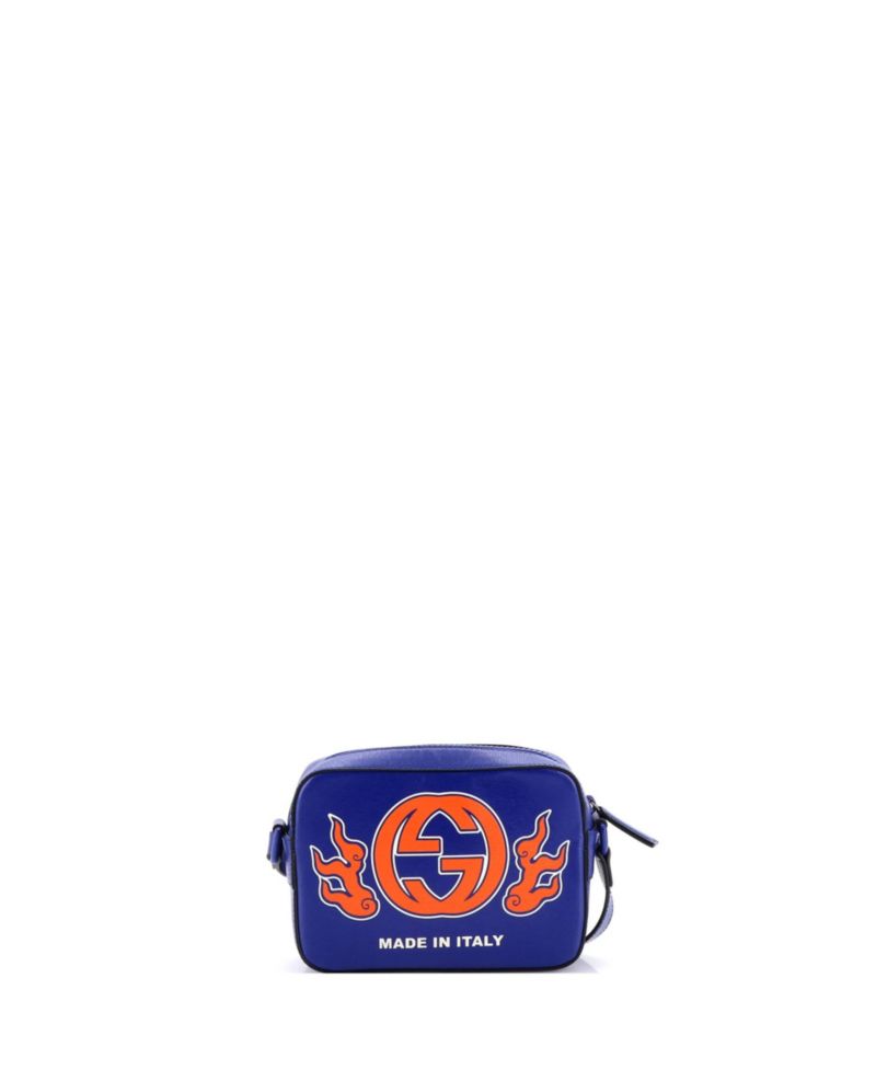 Small NY Dragons Camera Crossbody Bag Printed Leather