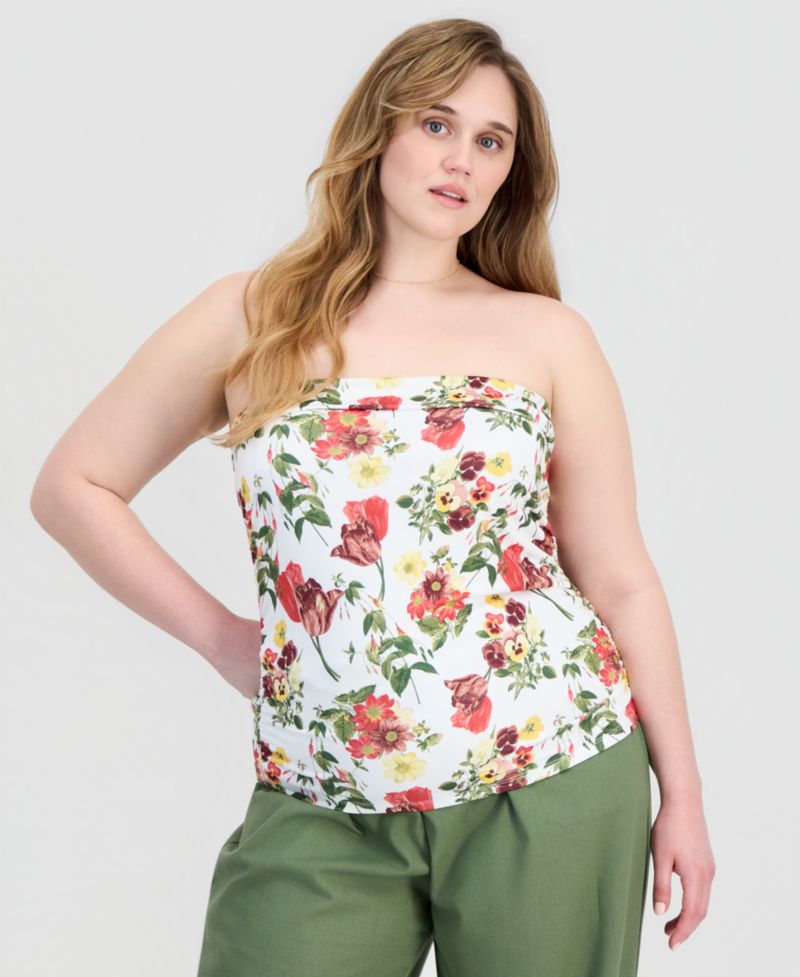 Trendy Plus Size Strapless Ruched Tube Top