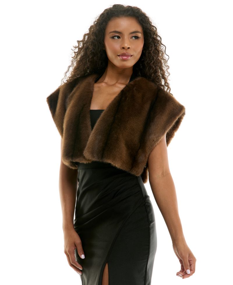 Juniors' Cropped Faux-Fur Vest