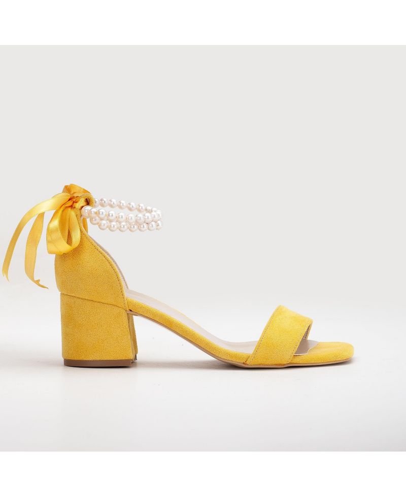 Illy Low Block Heel Sandals with Pearls