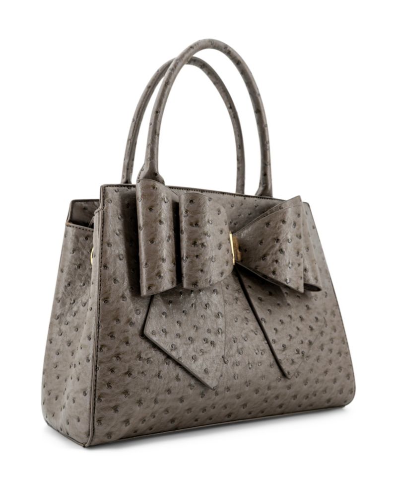 Elodie Embossed Bow Top Handle Medium Satchel Handbag