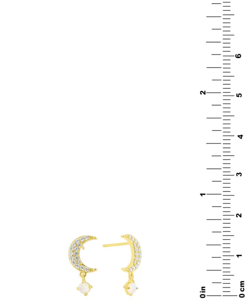 Pav&eacute; Moon & Opal Star Drop Earrings in 18k Gold-Plated Sterling Silver