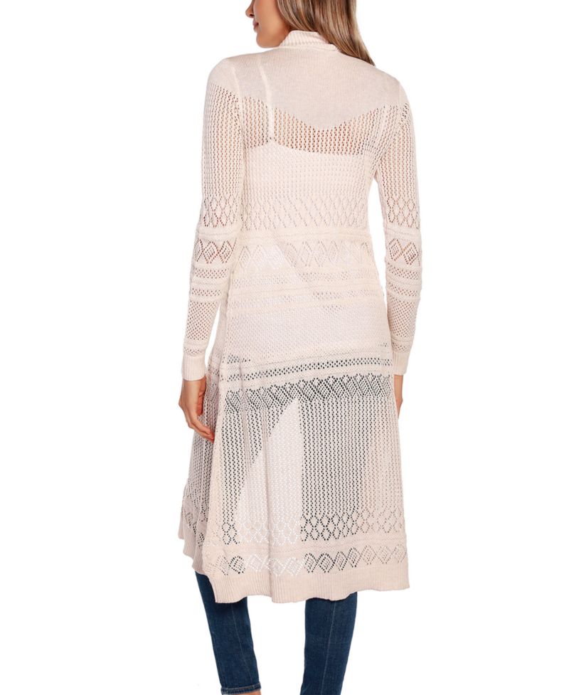 Women's Pointelle-Stitch Duster Cardigan Sweater