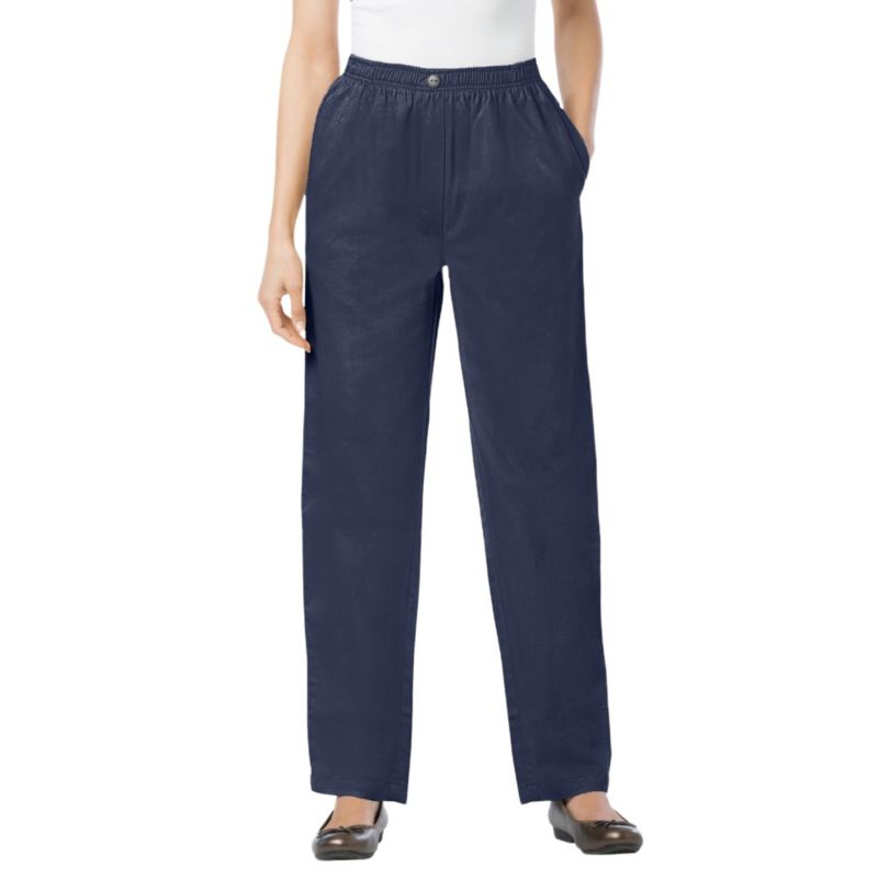 Women's Within Straight-Leg All-Cotton Denim Pull-On 7-Day Elastic-Waist Jeans