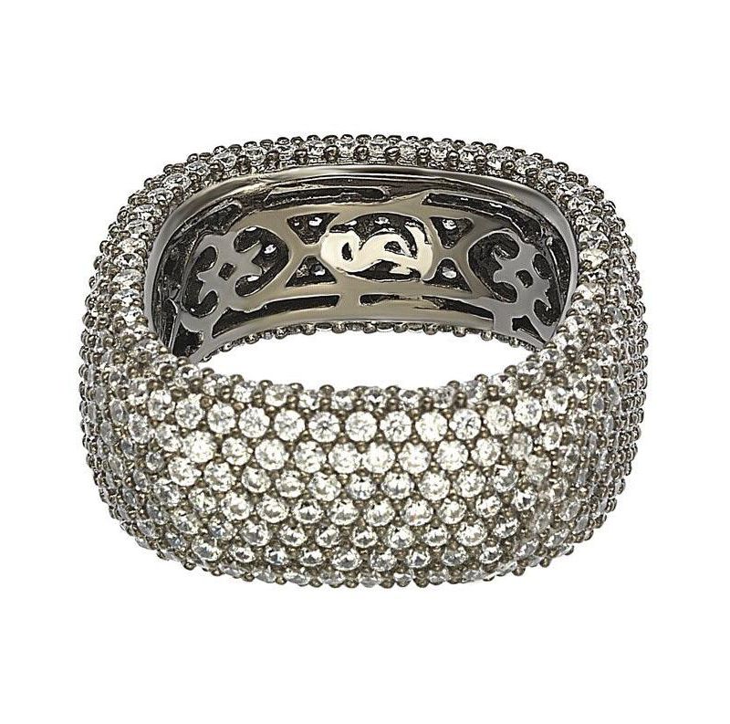 Suzy Levian Sterling Silver Cubic Zirconia Square Pave Eternity Ring