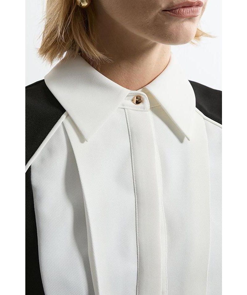 Women's Contrast Collar Midi Dress