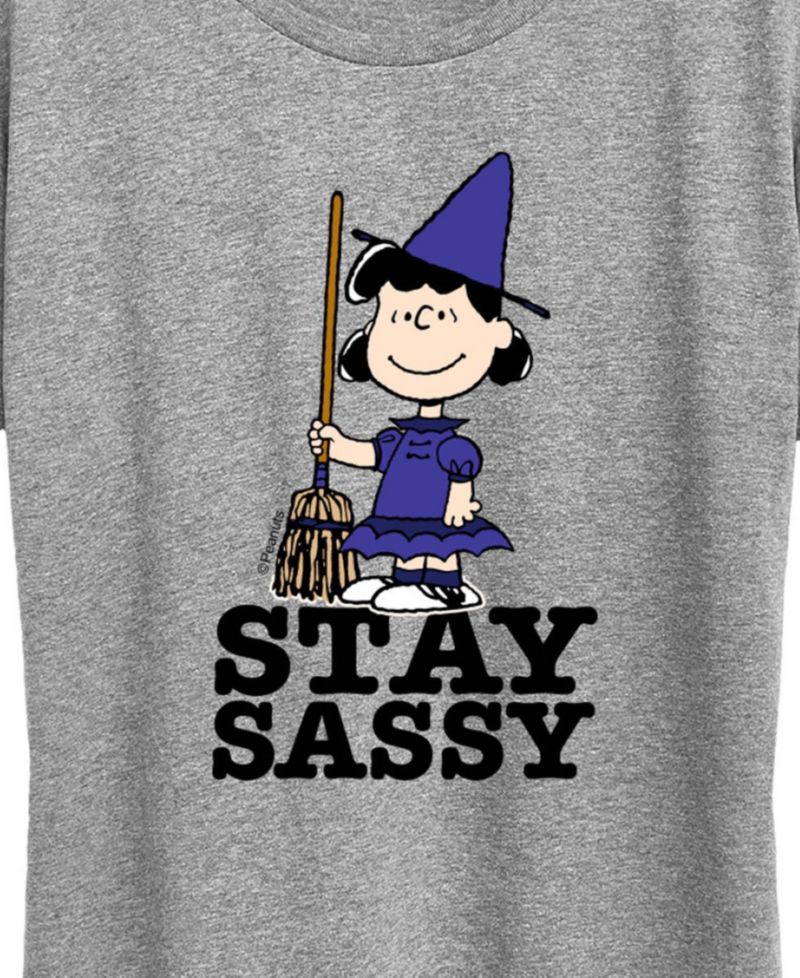 Peanuts Halloween Lucy Witch Sassy Women's Short Sleeve Graphic T-shirts
