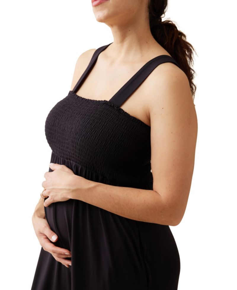 Women's Check Smocked Square Neck Jumpsuit