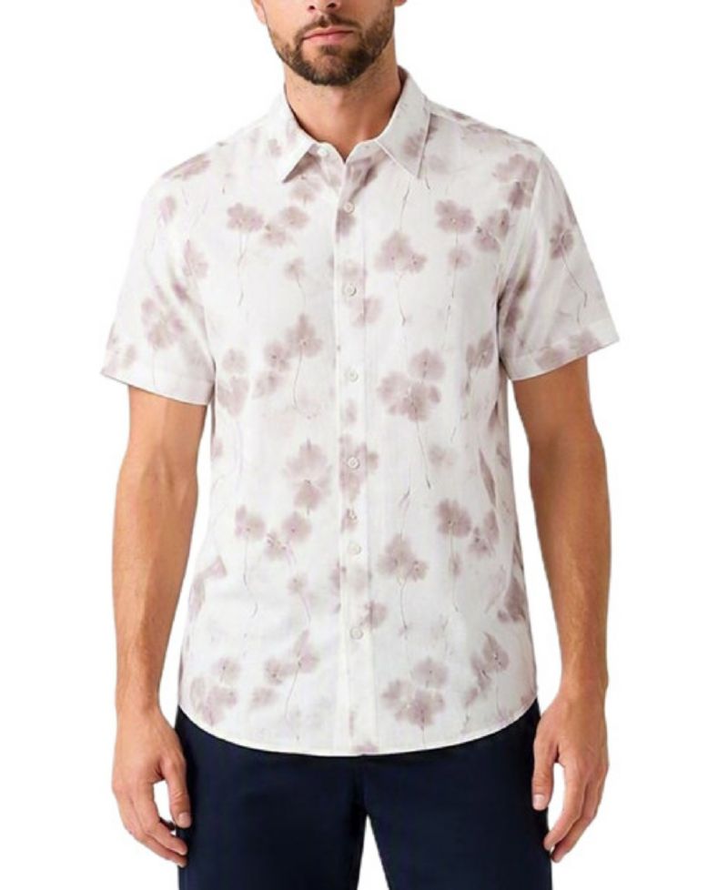 Men's Knox Jacquard Short-Sleeve Floral Print Regular-Fit Shirt
