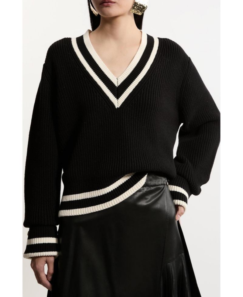 Women's Cotton V-Neck Knit Boxy Jumper