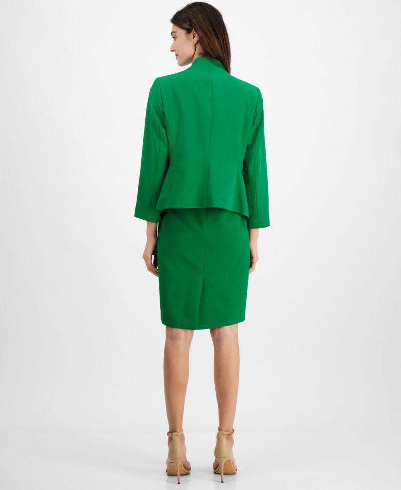 Petite Cutout Kissing Jacket & Sheath 2 Piece Dress Suit, Regular & Petite Sizes