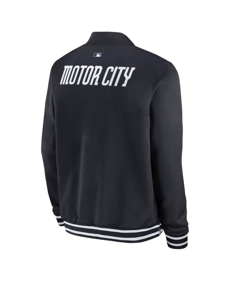 Men's Black Detroit Tigers Authentic Collection City Connect Full-Zip Bomber Jacket