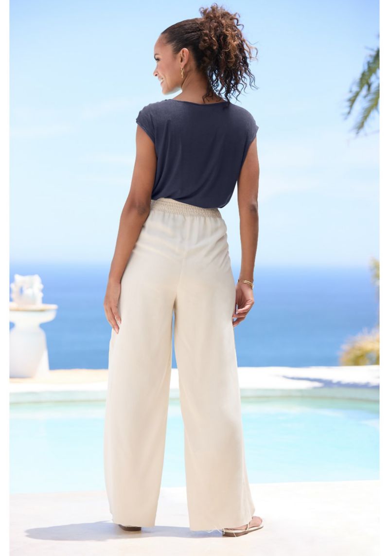 Women's Viscose Asymmetrical Ring Detail Short-Sleeve Top