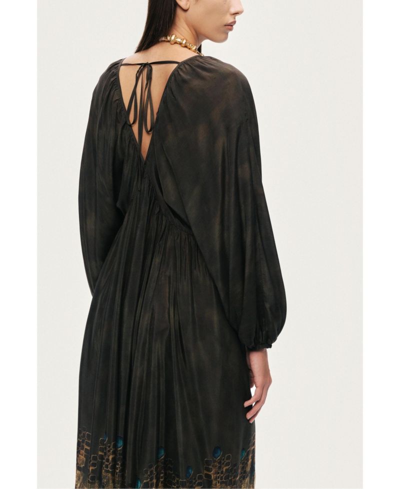 Women's Printed Long Sleeve Maxi Dress