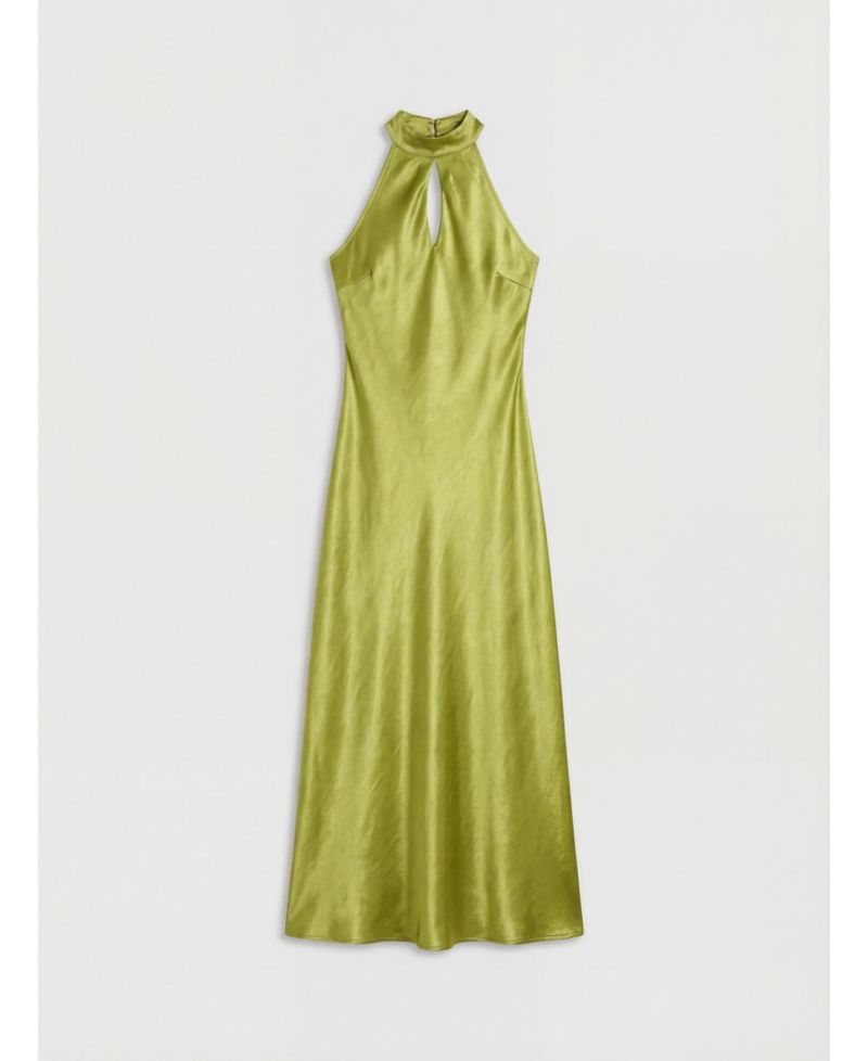 Women's Satin Cowl-Neck Maxi Dress
