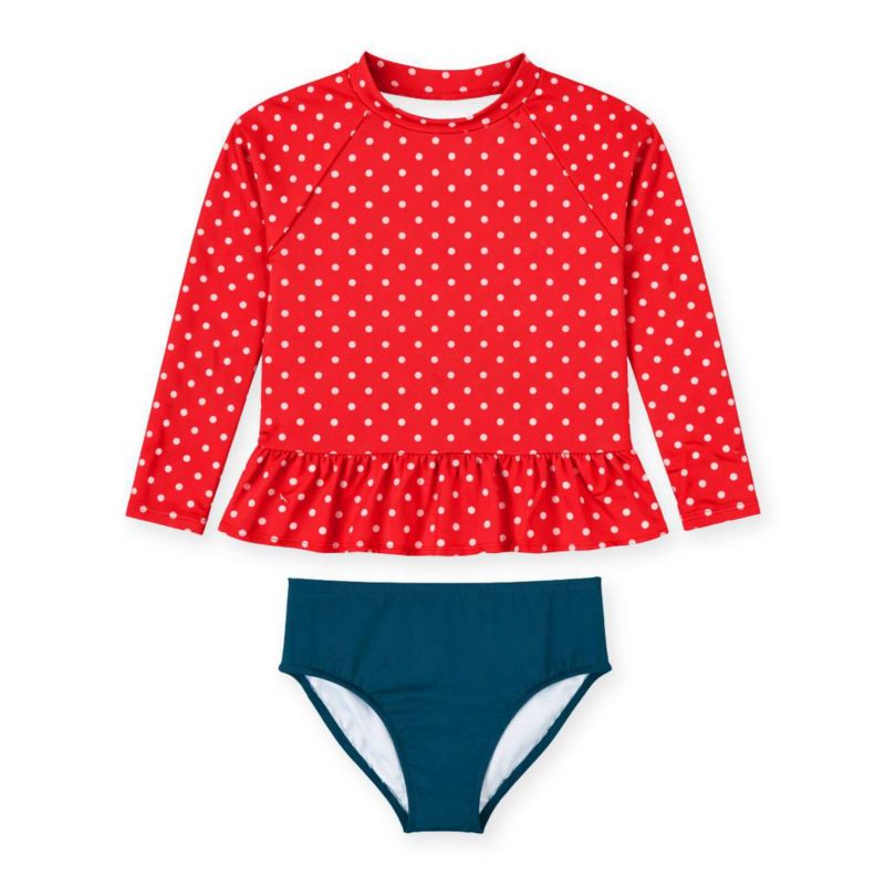 Big Girls Polka Dot Rashguard Swimsuit