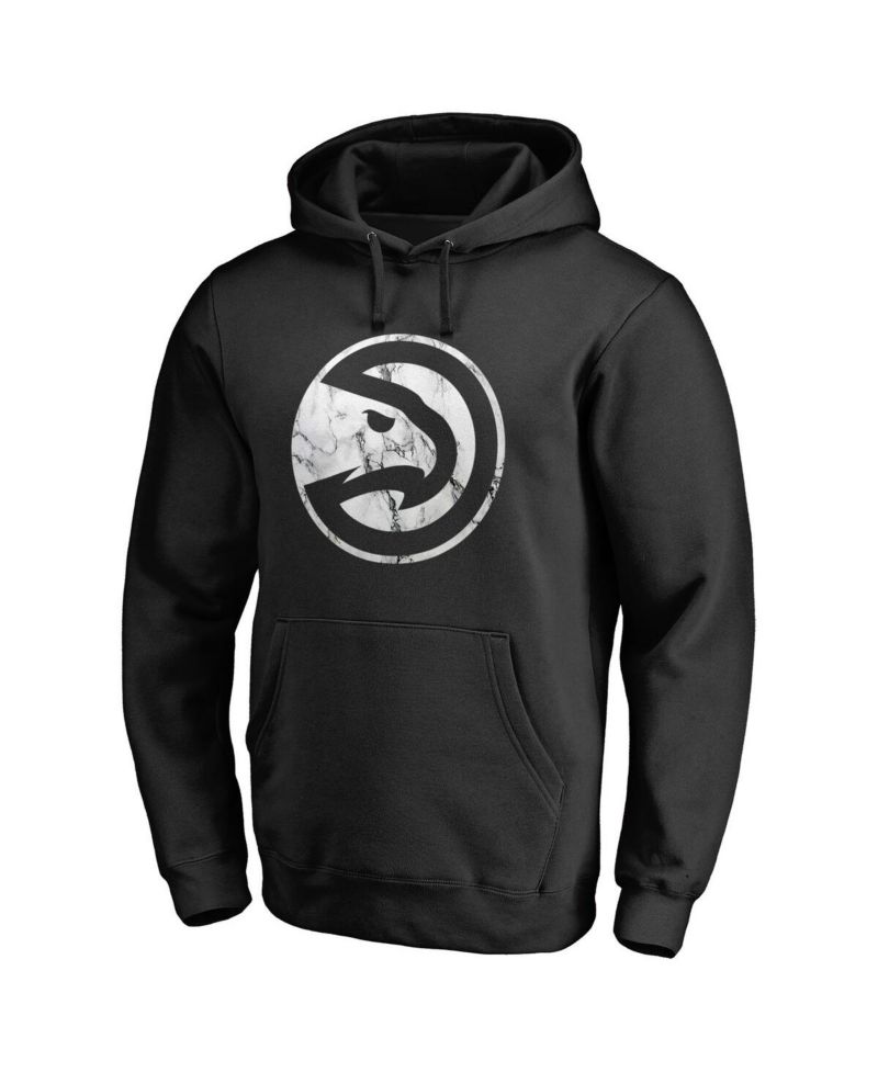Men's Black Atlanta Hawks Marble Logo Pullover Hoodie