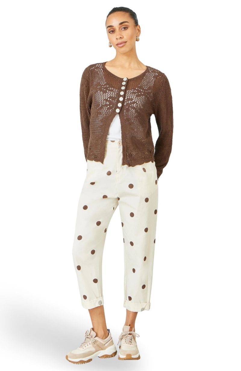 Women's Spot Print Cotton Canvas Chinos