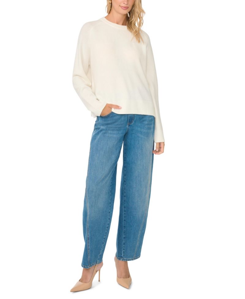 Women's Saddle Shoulder Crewneck Loose Long-Sleeve Sweater