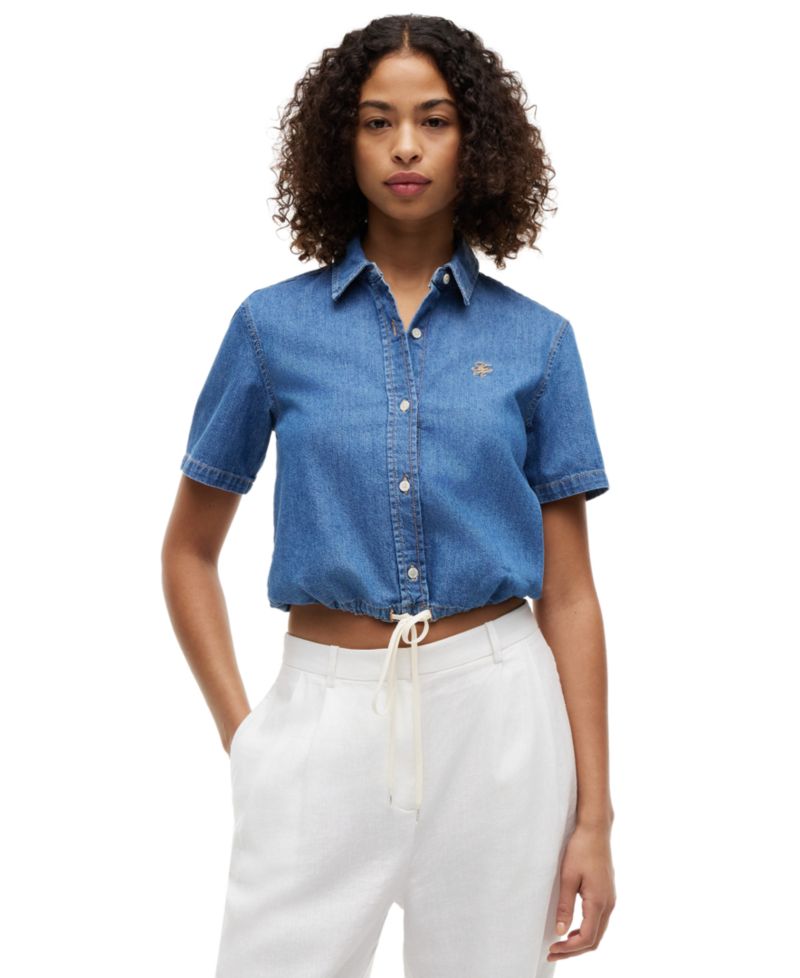 Women's Cotton-Blend Short-Sleeve Shirt