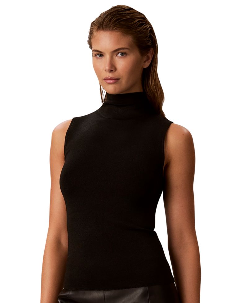 Women's Cutaway Mock Neck Knit Tank