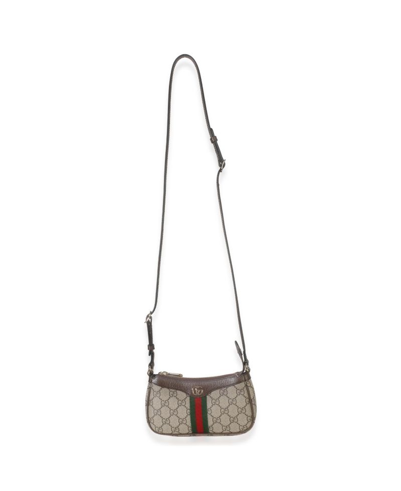 Beige Ebony GG Supreme Monogram Canvas Mini Ophidia Shoulder Bag