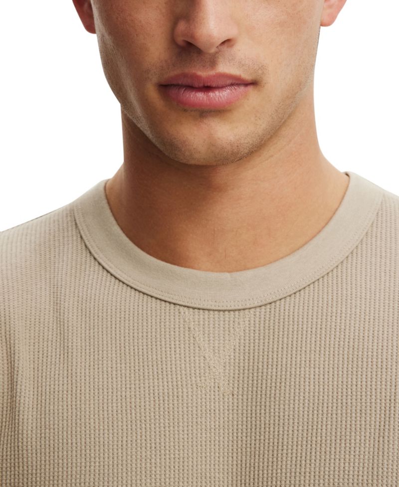 Men's Cropped Waffle-Knit Long-Sleeve T-Shirt