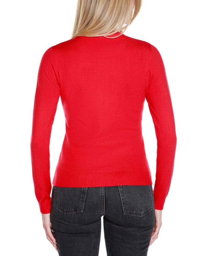 Women's Crewneck Embellished Zip Cardigan Sweater