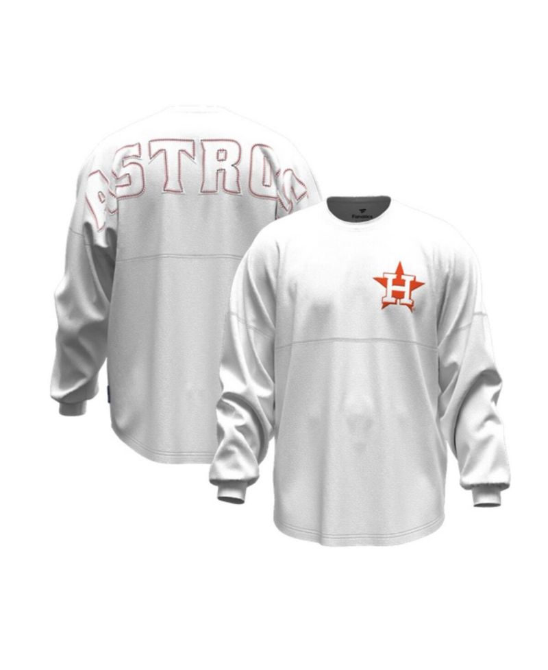 Women's White Houston Astros Baseball Stitch Spirit Jersey Long Sleeve T-Shirt