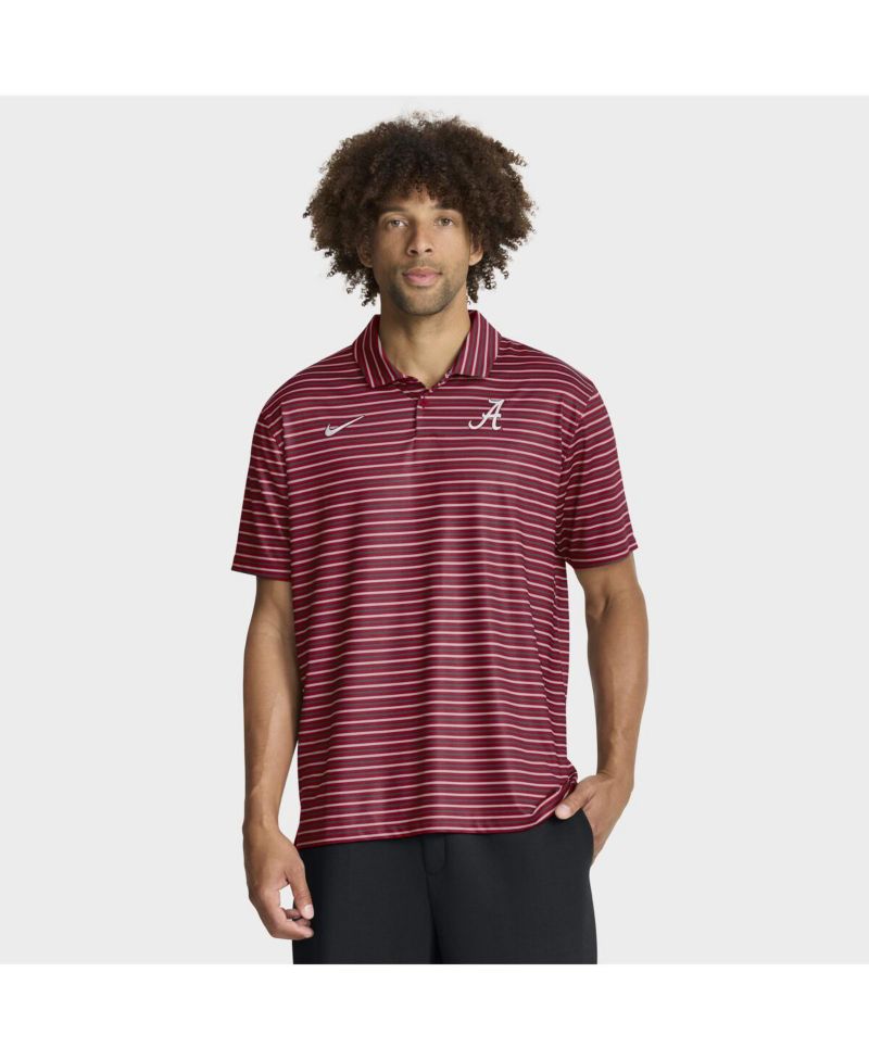 Men's Crimson Alabama Crimson Tide 2025 Coaches Premium Tour Stripe Dri-FIT Polo Shirt