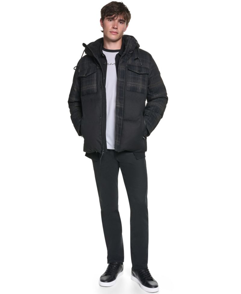 Men's Mixed Media Hooded Jacket