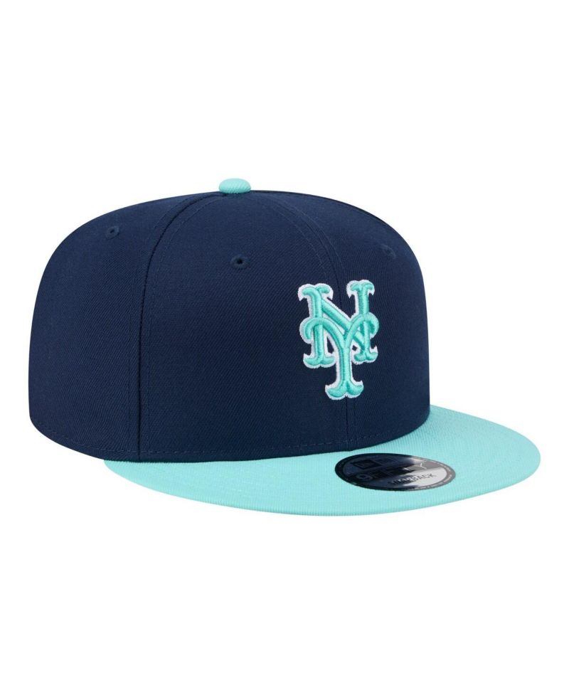 Men's Navy/Turquoise New York Mets Two-Tone Color Pack 9FIFTY Snapback Hat