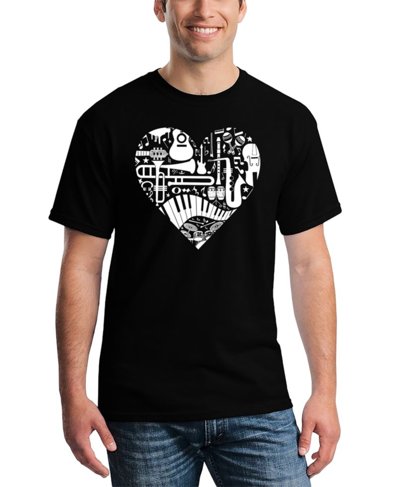 Men's Music Instruments Heart Word Art T-Shirt