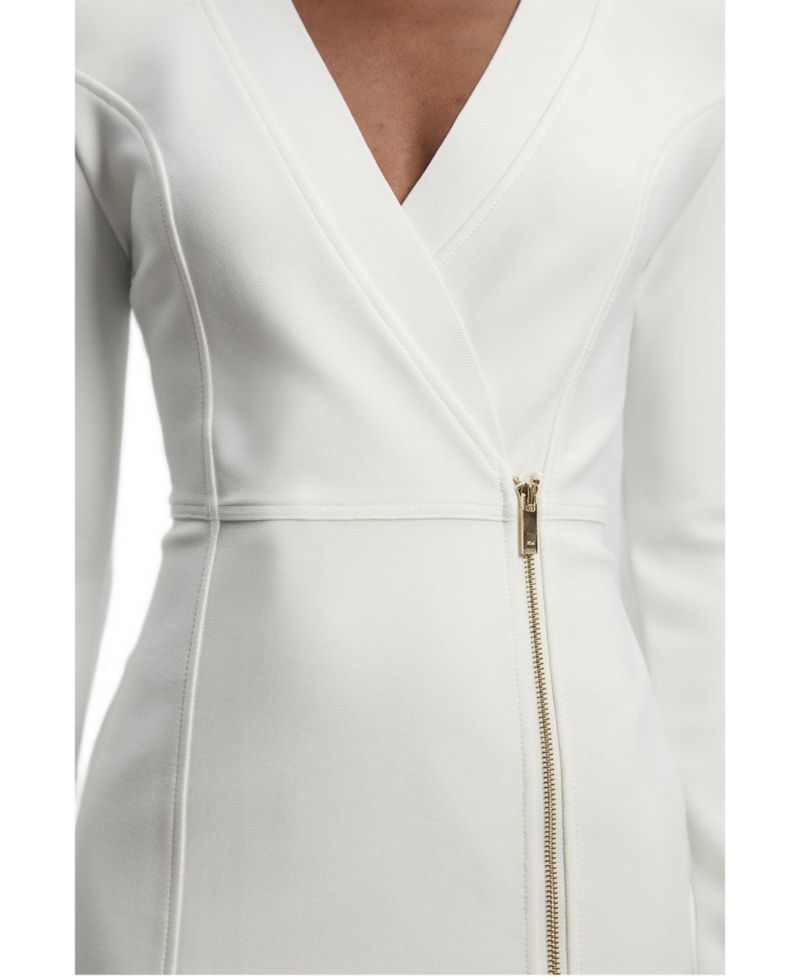 Women's Bandage Zip Detail Midi Dress