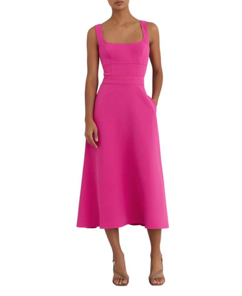 Women's Dina Waisted Cut-Out Twill Midi Dress