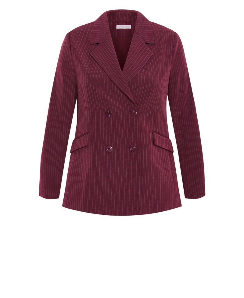 Plus Size Cora Double-Breasted Stripe Blazer