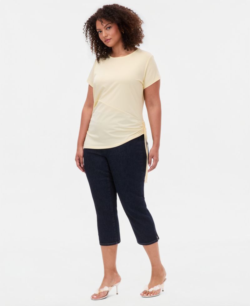 Plus Size Tie-Side Cap-Sleeve Top