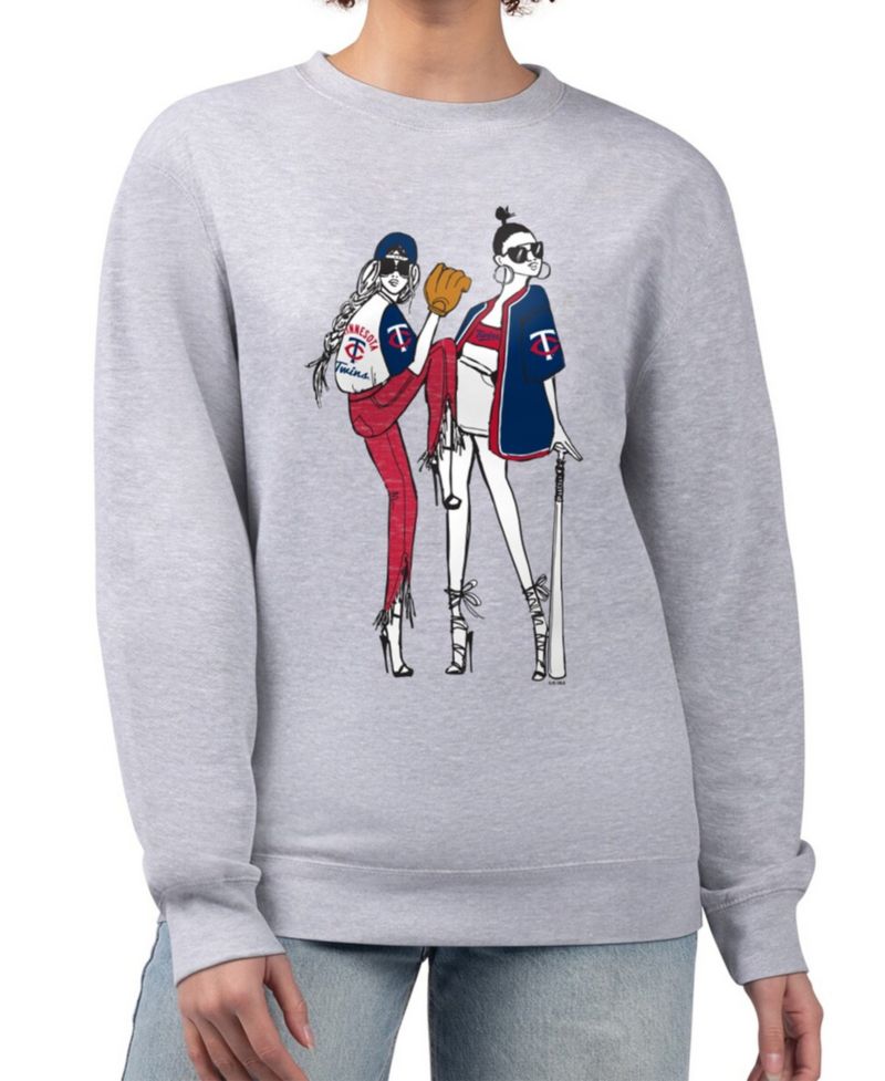 Women's Heather Gray Minnesota Twins Baseball Girls Fleece Pullover Sweatshirt