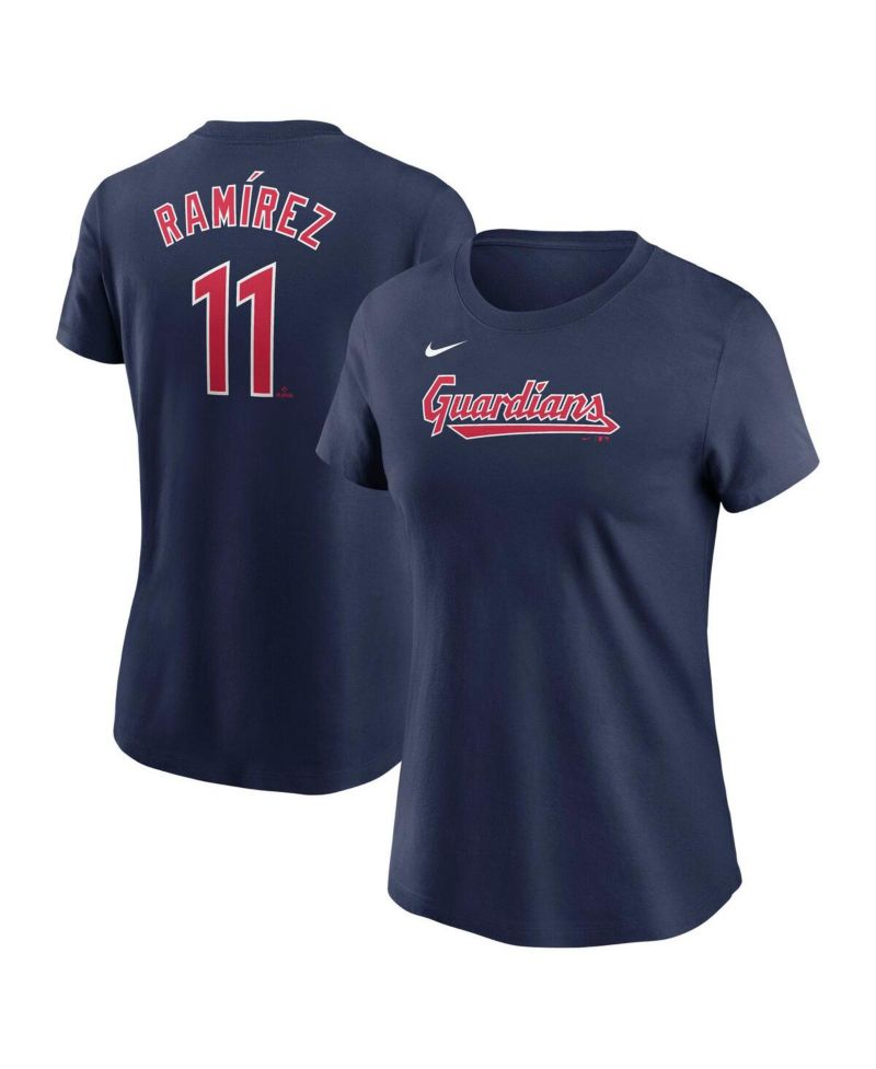 Women's Jose Ramirez Navy Cleveland Guardians Fuse Name & Number T-Shirt