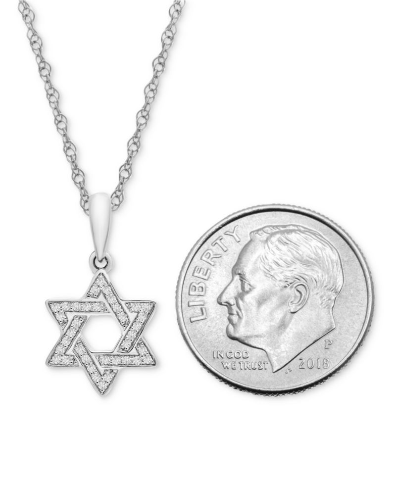 Diamond Star of David 18" Pendant Necklace (1/10 ct. t.w.) in 10k White or Yellow Gold